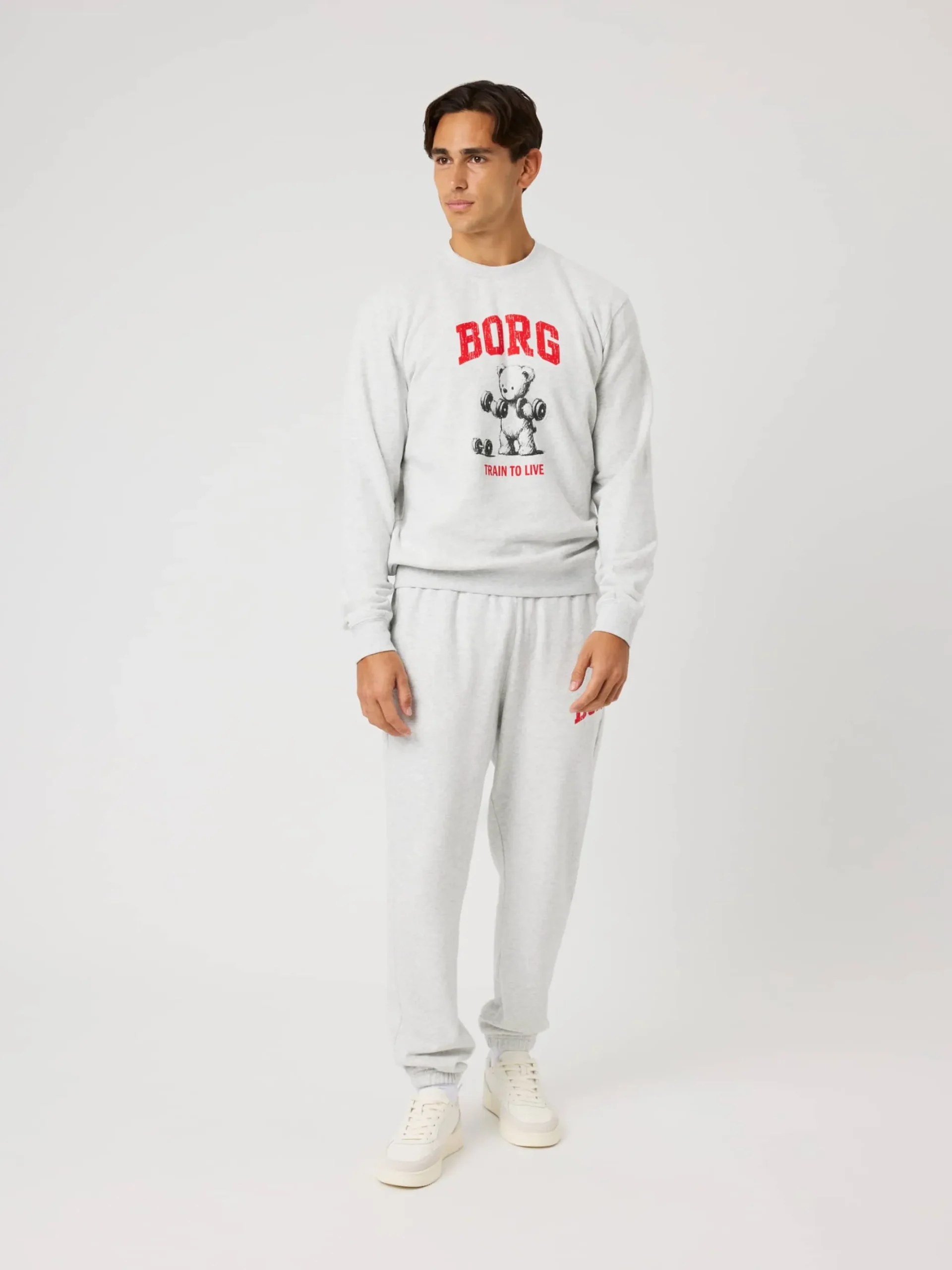 Björn Borg Tröjor|Vardag & Loungewear * Borg Caic Print weathirt Ultra Light Grey Melange
