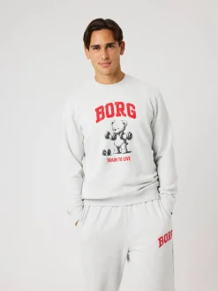 Björn Borg Tröjor|Vardag & Loungewear * Borg Caic Print weathirt Ultra Light Grey Melange