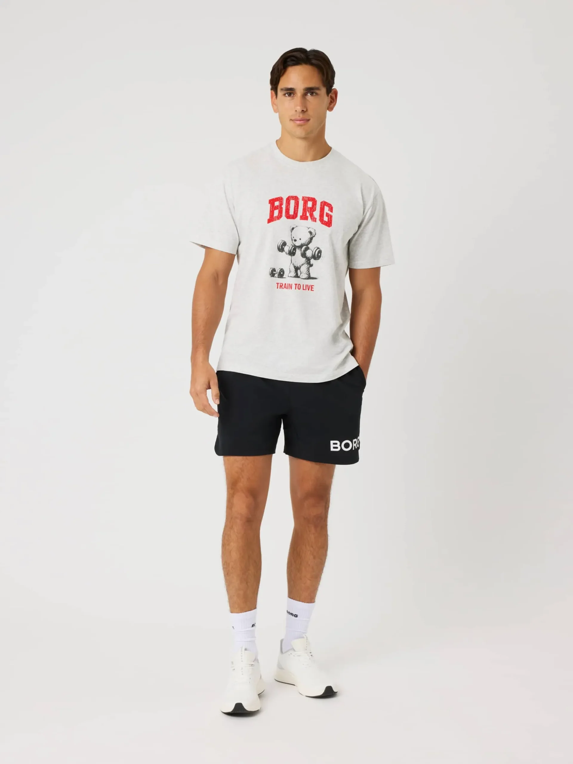 Björn Borg T-Shirts|Vardag & Loungewear * Borg Caic Print T-hirt Ultra Light Grey Melange