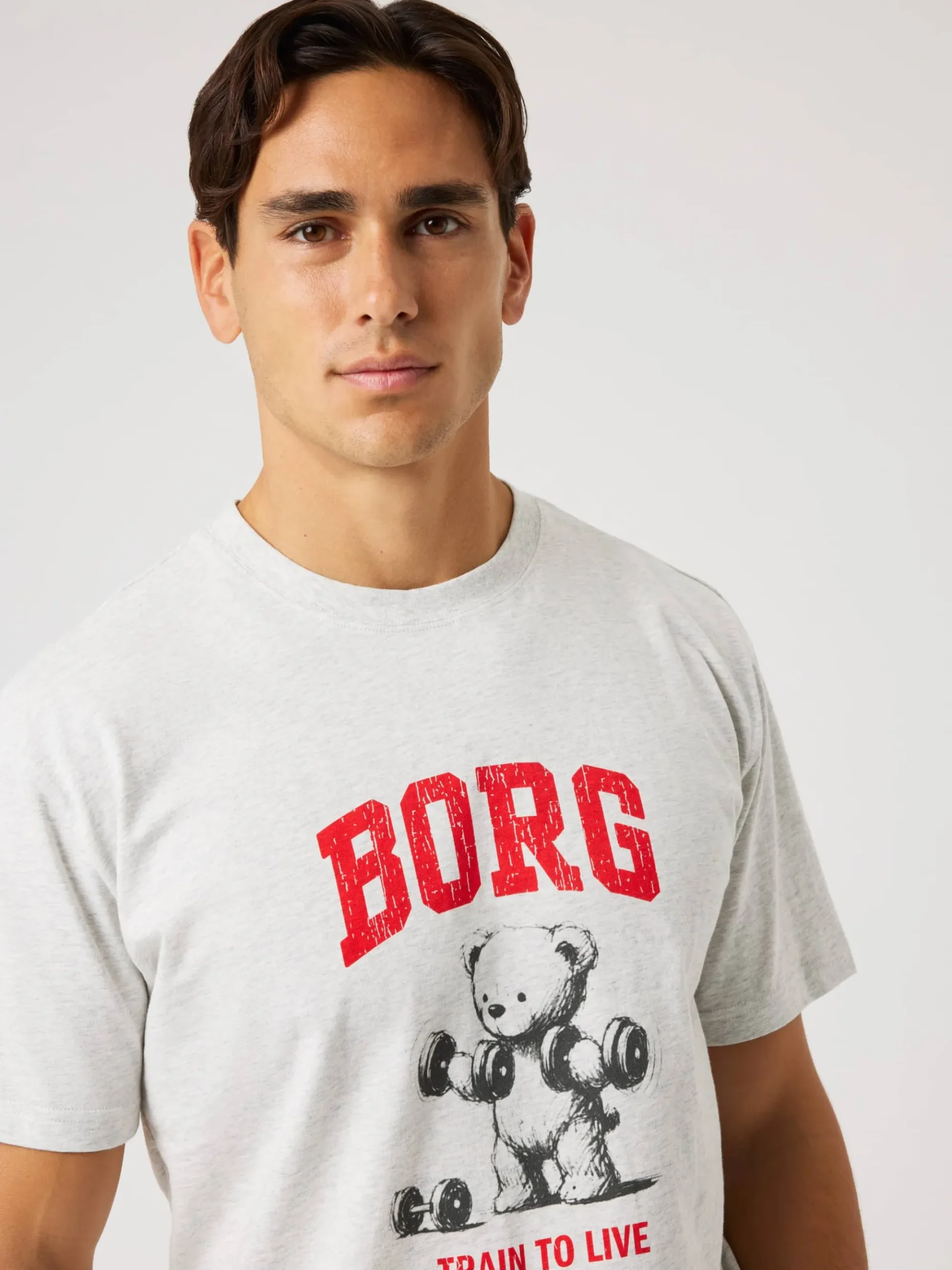 Björn Borg T-Shirts|Vardag & Loungewear * Borg Caic Print T-hirt Ultra Light Grey Melange