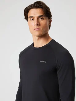 Björn Borg T-Shirts * Borg Perforance ong eeve Bruhed T-hirt Black Beauty