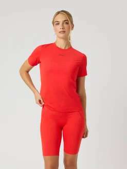 Björn Borg T-Shirts|Löpning * Borg Perforance Perforated T-hirt Flame Scarlet