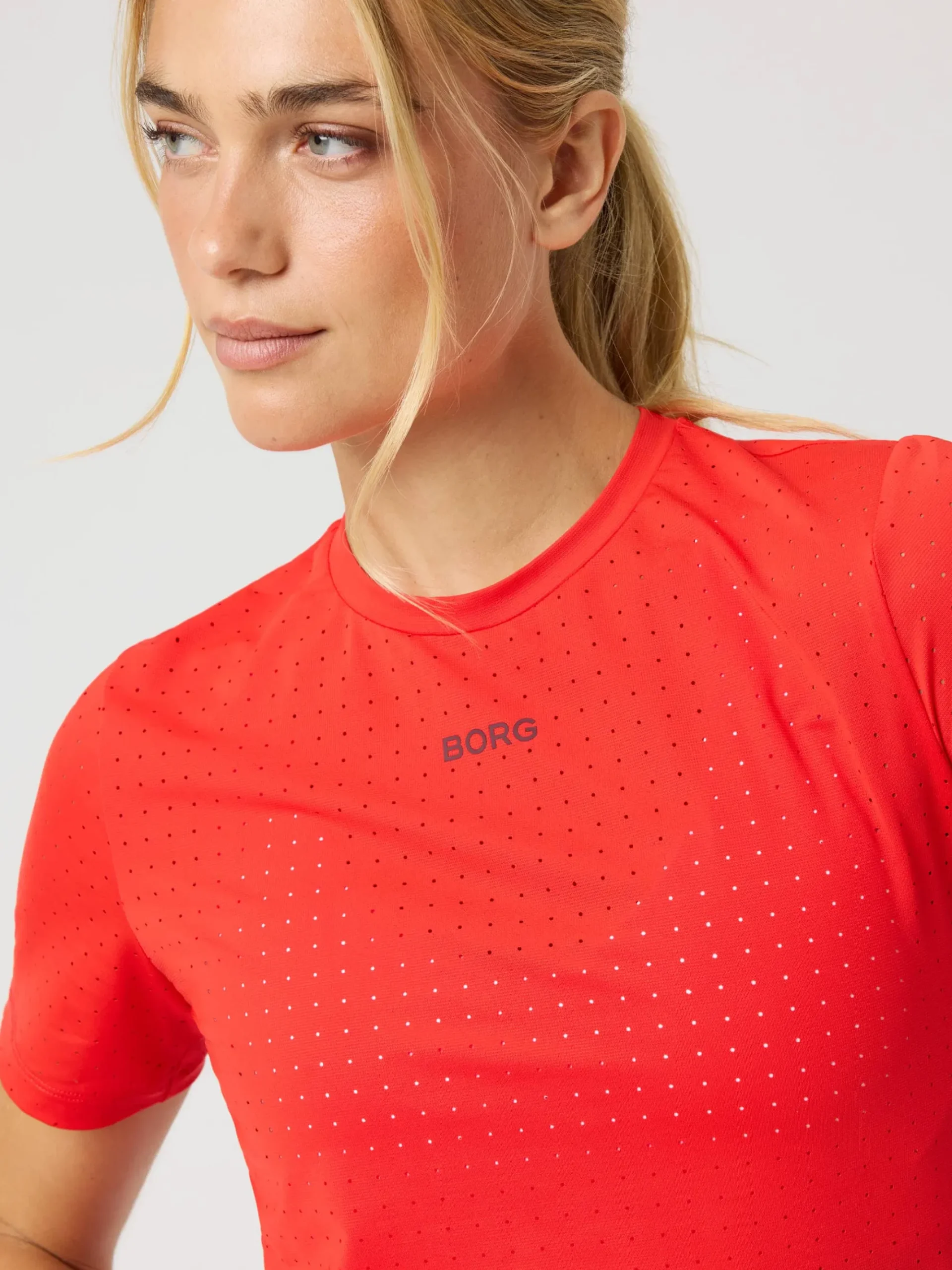 Björn Borg T-Shirts|Löpning * Borg Perforance Perforated T-hirt Flame Scarlet