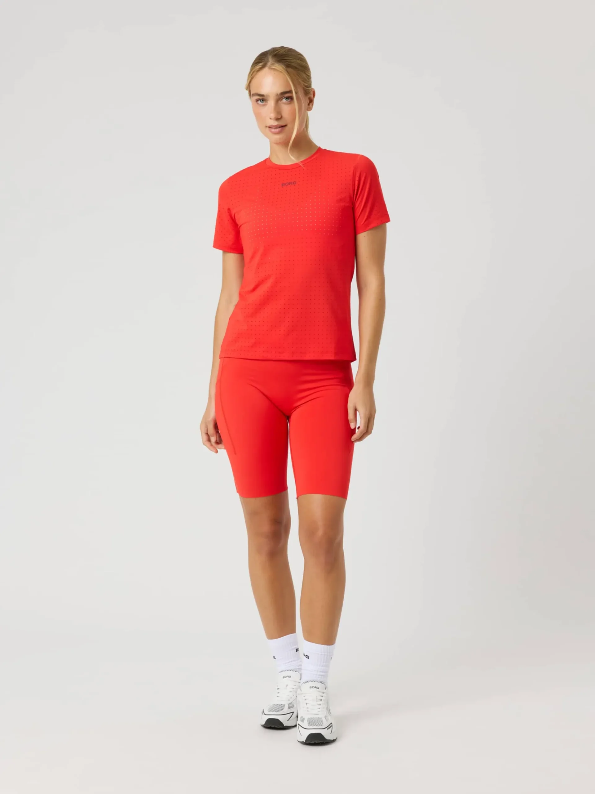 Björn Borg T-Shirts|Löpning * Borg Perforance Perforated T-hirt Flame Scarlet